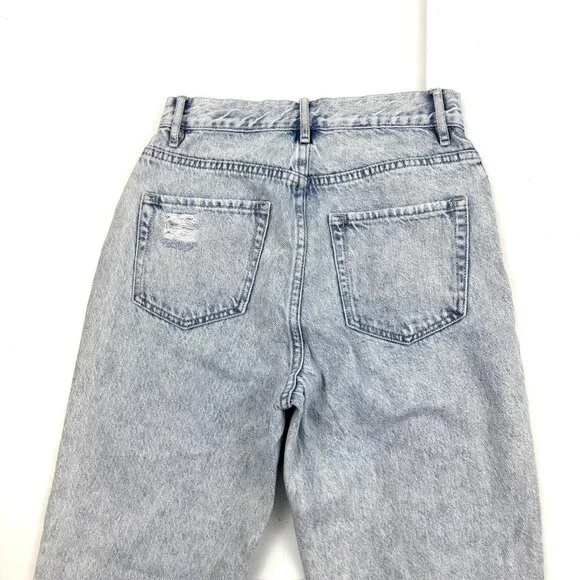 PacSun Distressed High Rise Straight Button Fly Raw Hem Women size 25 Blue jeans - Picture 4 of 4
